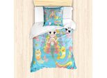 Abakuhaus Set Copripiumino Con Caricature Per Letti Singoli, Personaggi Subacquei Stravaganti, Antiacaro, Adatto A Chi Soffre Di Allergie, Con Federa, 135 Cm X 200 Cm - 80 X 80 Cm, Multicolore