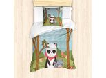 Abakuhaus Set Copripiumino Per Letto Singolo, Animali Della Foresta E Alberi, Antiacaro, Adatto A Chi Soffre Di Allergie, Con Federa, 135 Cm X 200 Cm - 80 X 80 Cm, Multicolore
