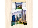 Abakuhaus Singapore Set Copripiumino Per Letti Singoli, Vista Panoramica Picturesque, Antiacaro, Adatto A Chi Soffre Di Allergie, Con Federa, 135 Cm X 200 Cm - 80 X 80 Cm, Multicolore