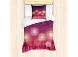 Abakuhaus Set Copripiumino Nottocean Per Letti Singoli, Paesaggio Urbano Fuochi D'artificio, Antiacaro, Adatto A Chi Soffre Di Allergie, Con Federa, 135 Cm X 200 Cm - 80 X 80 Cm, Melanzana Rose Essiccate