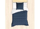Abakuhaus Set Copripiumino Botanico Per Letti Singoli, Motivi Astratti A Foglie, Antiacaro, Adatto A Chi Soffre Di Allergie, Con Federa, 135 Cm X 200 Cm - 80 X 80 Cm, Pale Seafoam Blu Notte