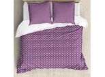 Abakuhaus Set Copripiumino Per Letto Singolo, Retro Squares, Antiacaro, Adatto A Chi Soffre Di Allergie, Con Federa, 200 Cm X 200 Cm - 80 X 80 Cm, Viola Rosa Chiaro