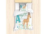 Abakuhaus Set Copripiumino Per Letto Singolo Antilope, Zoo Alphabet Floral Animal, Antiacaro, Adatto A Chi Soffre Di Allergie, Con Federa, 135 Cm X 200 Cm - 80 X 80 Cm, Multicolore