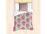 Abakuhaus Set Copripiumino Per Letti Singoli, Blooming Vendemmia-Giardino-Arte, Antiacaro Adatto A Chi Soffre Di Allergie Con Federa, 135 Cm X 200 Cm - 80 X 80 Cm, Blu Rosa