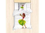 Abakuhaus Luau Set Copripiumino Per Letti Singoli, Ragazza Ballerina Di Hula Aloha Wording, Antiacaro, Adatto A Chi Soffre Di Allergie, Con Federa, 135 Cm X 200 Cm - 80 X 80 Cm, Bianco Magenta Verde Lime