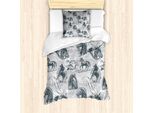 Abakuhaus Set Copripiumino Grigio Per Letti Singoli, Cavallo Animale Reale Retrò, Antiacaro, Adatto A Chi Soffre Di Allergie, Con Federa, 135 Cm X 200 Cm - 80 X 80 Cm, Grigio Bianco