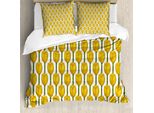 Abakuhaus Set Copripiumino Per Letti Singoli, Effetto Acquerello Tulipani, Antiacaro, Adatto A Chi Soffre Di Allergie, Con Federa, 155 Cm X 220 Cm - 80 X 80 Cm, Terra Giallo Bianco