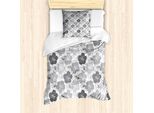 Abakuhaus Set Copripiumino Per Letti Singoli, Fiori Di Ibisco Vintage, Antiacaro, Adatto A Chi Soffre Di Allergie, Con Federa, 135 Cm X 200 Cm - 80 X 80 Cm, Viola-Blu Pallido Taupe
