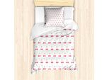 Abakuhaus Set Copripiumino Per Letto Singolo, Motivo Frutta Estiva E Pois, Antiacaro, Adatto A Chi Soffre Di Allergie, Con Federa, 135 Cm X 200 Cm - 80 X 80 Cm, Bianco Corallo