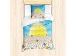 Abakuhaus Set Copripiumino Per Letto Singolo Con Motivo Floreale, Margherite E Api, Antiacaro E Anallergico, Con Federa, 135 Cm X 200 Cm - 80 X 80 Cm, Blu Cielo Multicolore
