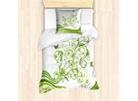 Abakuhaus Set Copripiumino Per Letti Singoli, Foglie Colorate, Antiacaro, Adatto A Chi Soffre Di Allergie, Con Federa, 135 Cm X 200 Cm - 80 X 80 Cm, Verde Lime Mela Verde