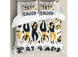Abakuhaus Set Copripiumino Per Lettini Singoli, Enjoy Dancing Women Dessert, Antiacaro, Adatto A Chi Soffre Di Allergie, Con Federa, 200 Cm X 200 Cm - 80 X 80 Cm, Arancione E Grigio Carbone