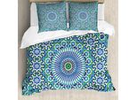 Abakuhaus Set Copripiumino Orient, Motivo Orientale Con Fiori, Motivi Decorativi, 200 X 200 Cm + 80 X 80 Cm, Azzurro Verde Bianco