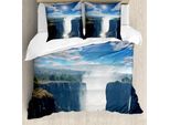 Abakuhaus Set Copripiumino Per Letto Singolo, Berg Klippe Natur, Antiacaro, Adatto A Chi Soffre Di Allergie, Con Federa, 200 Cm X 200 Cm - 80 X 80 Cm, Blu Bianco Verde