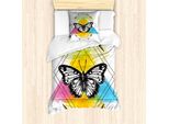 Abakuhaus Set Copripiumino Per Letto Singolo, Motivo Geometrico A Farfalle, Antiacaro, Adatto A Chi Soffre Di Allergie, Con Federa, 135 Cm X 200 Cm - 80 X 80 Cm, Multicolore