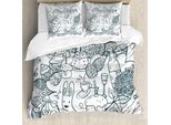 Set Copripiumino Abakuhaus Per Letti Singoli, Arte Monocromatica Pasqua, Antiacaro, Adatto A Chi Soffre Di Allergie, Con Federa, 200 Cm X 200 Cm - 80 X 80 Cm, Blu Scuro Ardesia Bianco