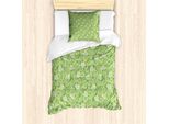 Abakuhaus Set Copripiumino Botanico Per Letti Singoli, Fiori Di Anthurium Teneri, Antiacaro, Adatto A Chi Soffre Di Allergie, Con Federa, 135 Cm X 200 Cm - 80 X 80 Cm, Verde Pallido