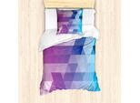 Set Copripiumino Abakuhaus Mosaic Per Letti Singoli, Tonalità Fucsia E Acquamarina, Antiacaro, Adatto A Chi Soffre Di Allergie, Con Federa, 135 Cm X 200 Cm - 80 X 80 Cm, Multicolore