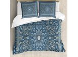 Abakuhaus Set Copripiumino Antico Orientale, Intricato Motivo Floreale Orientale Su Tappeto Persiano, 200 X 200 Cm + 80 X 80 Cm, Grigio Verde Acqua Blu Grigio