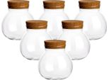 Set Di 6 Barattoli Da 600 Ml "Ball"" In Vetro Borosilicato Con Tappo In Sughero - Barattoli Di Vetro Rotondi Con Tappo In Sughero - Bellissimo Barattolo Di Stoccaggio"