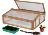 Needs&Wants Kit Telaio Freddo Piccolo In Legno, Box Telaio Freddo Con Copertura Serra Con Coperchio Resistente Alle Intemperie Per Giardino Balcone Esterno, 90X82X32 Cm, Policarbonato, Marrone Scuro