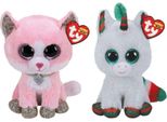 Ty - Peluche - Beanie Boo's - Gatto Rosa Fiona E Unicorno Di Natale