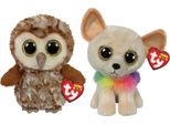 Ty - Animali Di Peluche - Beanie Boo's - Gufo Percy E Chihuahua Chewey