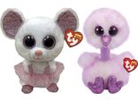 Ty - Animali Di Peluche - Beanie Buddy - Nina Mouse & Kenya Ostrich