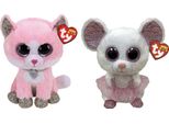 Ty - Animali Di Peluche - Beanie Buddy - Gatto Rosa Fiona E Topo Nina