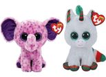Ty - Peluche - Beanie Boo's - Elefante Eva E Unicorno Di Natale
