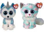 Ty - Animali Di Peluche - Beanie Buddy - Helena Husky & Opal Cat