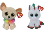 Ty - Animali Di Peluche - Beanie Boo's - Chewey Chihuahua E Unicorno Di Natale