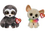 Ty - Peluche - Beanie Boo's - Dangler Sloth E Chewey Chihuahua