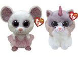 Ty - Animali Di Peluche - Beanie Buddy - Nina Mouse & Asher Cat
