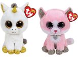 Ty - Animali Di Peluche - Beanie Boo - Unicorno Pegasus E Gatto Fiona Pinnk