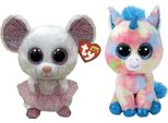 Ty - Animali Di Peluche - Beanie Buddy - Nina Mouse & Blitz Unicorn