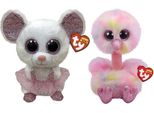 Ty - Animali Di Peluche - Beanie Buddy - Nina Mouse & Avery Ostrich