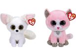 Ty - Stofftiere - Beanie Boo's - Phoenix Fox & Fiona Pink Cat