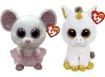 Ty - Animali Di Peluche - Beanie Buddy - Nina Mouse E Pegasus Unicorn