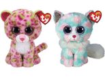 Ty - Animali Di Peluche - Beanie Buddy - Lainey Leopard & Opal Cat