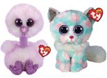 Ty - Animali Di Peluche - Beanie Buddy - Struzzo Del Kenya E Gatto Opale