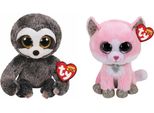 Ty - Peluche - Beanie Boo - Dangler Sloth E Fiona Pink Cat