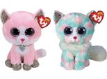 Ty - Animali Di Peluche - Beanie Buddy - Gatto Rosa Fiona E Gatto Opale