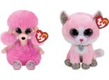 Ty - Animali Di Peluche - Beanie Boo - Camilla Barboncino E Fiona Gatto Rosa