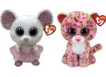 Ty - Animali Di Peluche - Beanie Buddy - Nina Mouse & Lainey Leopard