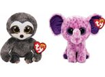 Ty - Peluche - Beanie Boo's - Dangler Sloth & Eva Elephant