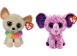 Ty - Animali Di Peluche - Beanie Boo's - Chewey Chihuahua Ed Eva Elefante