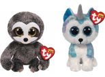 Ty - Peluche - Beanie Boo's - Dangler Sloth & Helena Husky