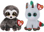 Ty - Peluche - Beanie Boo's - Dangler Sloth E Unicorno Di Natale
