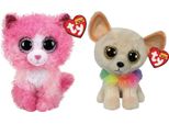 Ty - Animali Di Peluche - Beanie Boo's - Gatto Reagan E Chihuahua Chewey